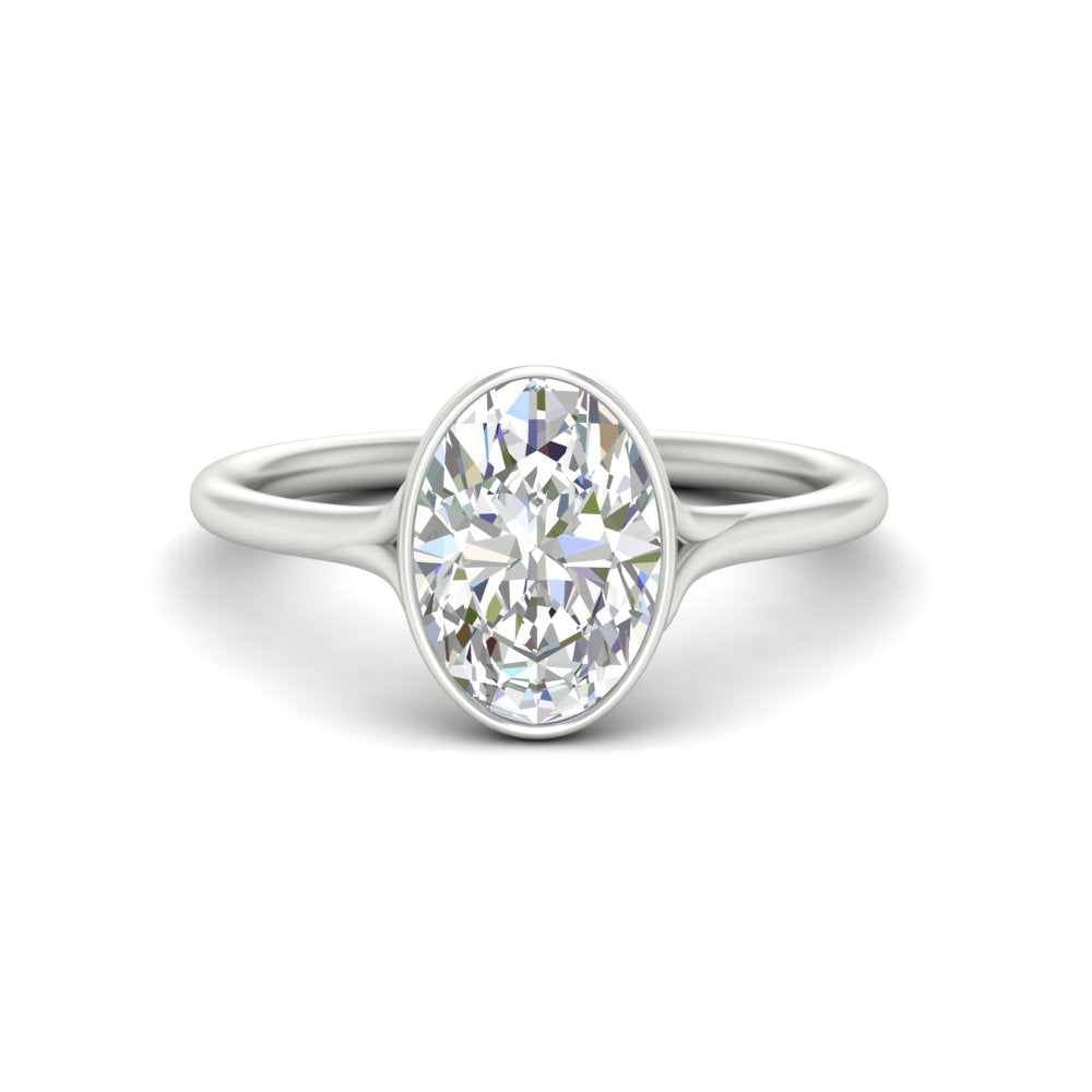 Split Shank Oval Shaped Bezel Set Solitaire Ring