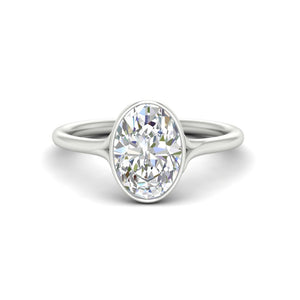 Oval Cut Bezel Set Diamond Solitaire Engagement Ring