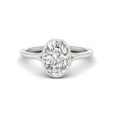 Oval Cut Bezel Set Diamond Solitaire Engagement Ring