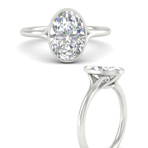 Oval Cut Bezel Set Diamond Solitaire Engagement Ring