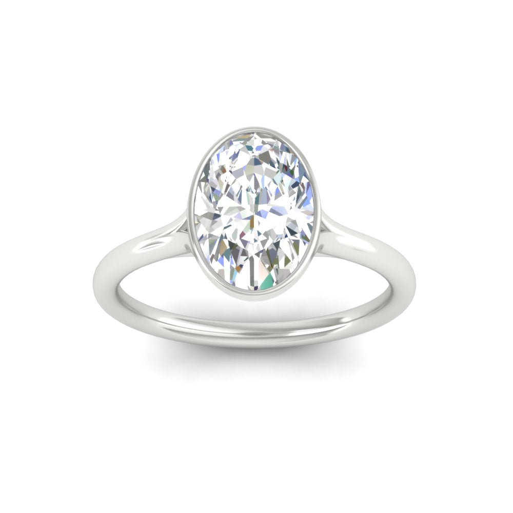Split Shank Oval Shaped Bezel Set Solitaire Ring