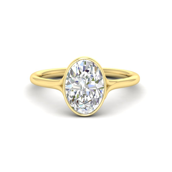 Oval Cut Bezel Set Diamond Solitaire Engagement Ring