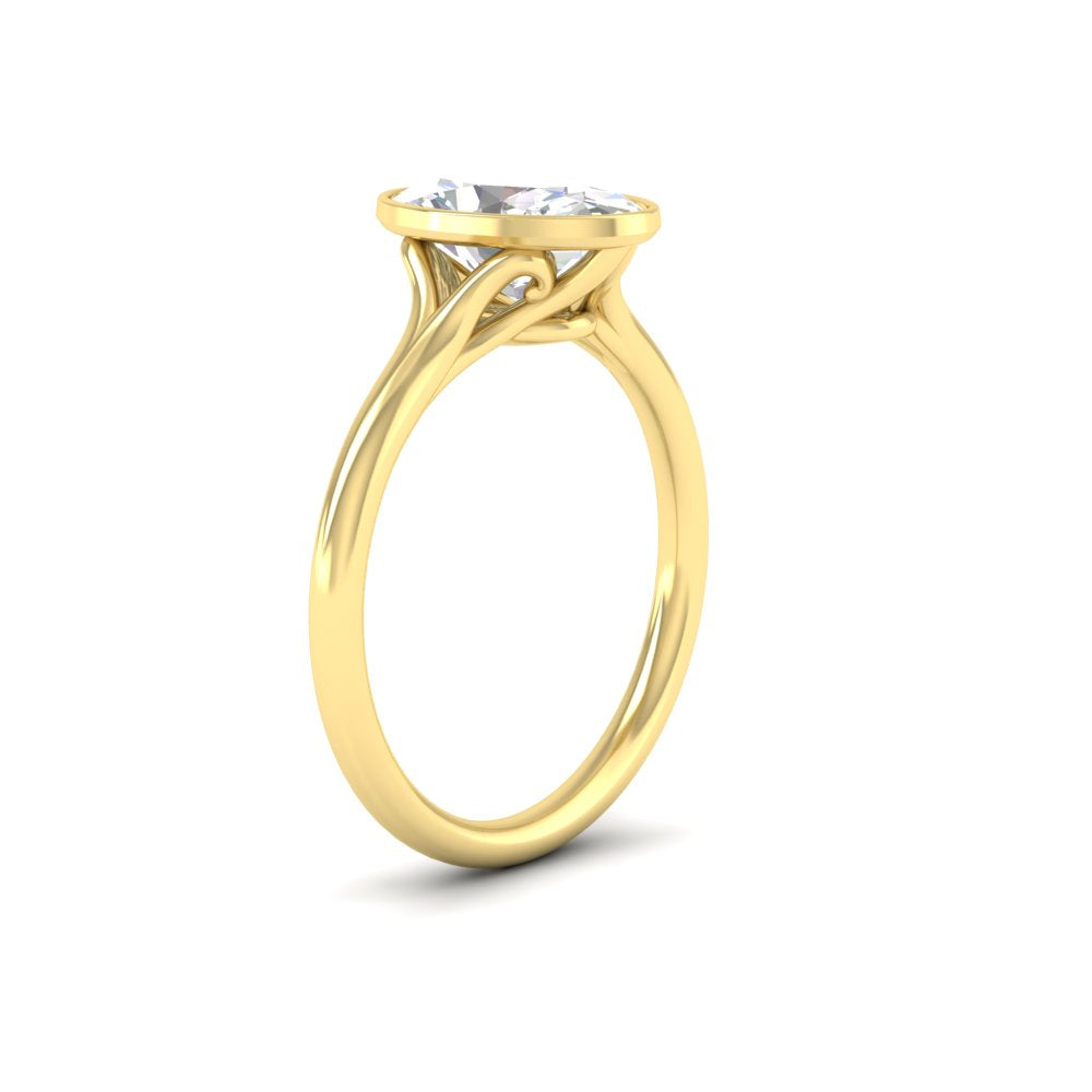 Split Shank Oval Shaped Bezel Set Solitaire Ring