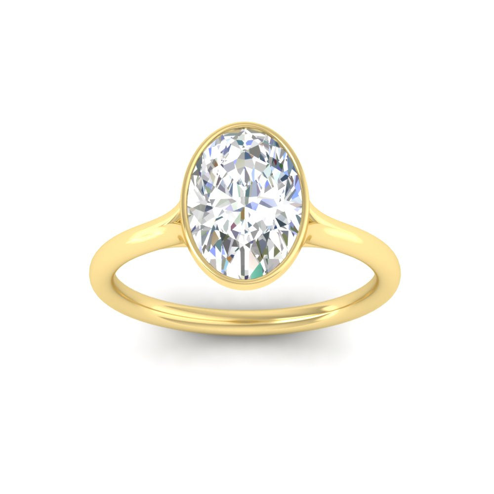 Split Shank Oval Shaped Bezel Set Solitaire Ring