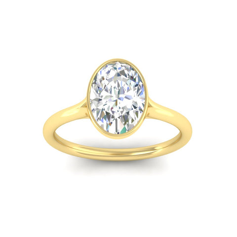 Oval Cut Bezel Set Diamond Solitaire Engagement Ring