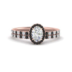 Load image into Gallery viewer, oval-shaped-black-diamond-halo-wedding-ring-set-in-rose-gold-FD8523OVGBLACK-NL-RG
