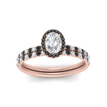 Load image into Gallery viewer, oval-shaped-black-diamond-halo-wedding-ring-set-in-rose-gold-FD8523OVGBLACK-NL-RG
