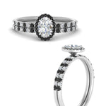 Load image into Gallery viewer, oval-shaped-black-diamond-halo-wedding-ring-set-in-white-gold-FD8523OVGBLACK-NL-WG
