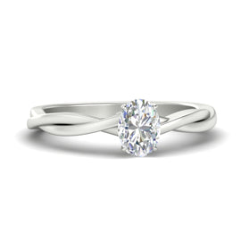Oval Shaped Braided Shank Solitaire Engagement Ring