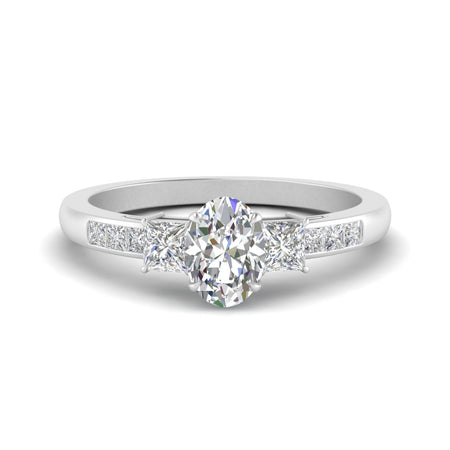 Oval Cut Lab Created Diamond Three Stone Engagement Ring