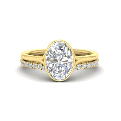 Oval Shaped Solitaire Lab Created Diamond Ring Set