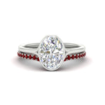 Load image into Gallery viewer, oval-shaped-diamond-bezel-solitaire-ring-with-ruby-band-in-white-gold-FD11229OVGRUDR-NL-WG_90695f17-9da5-4959-b812-5cf01b25e3ac.jpg?v=1758702938
