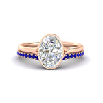 Load image into Gallery viewer, oval-shaped-diamond-bezel-solitaire-ring-with-sapphire-band-in-rose-gold-FD11229OVGSABL-NL-RG_c6080968-5692-49e0-9cf1-57436c9366dc.jpg?v=1758702938
