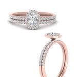 Load image into Gallery viewer, oval-shaped-diamond-halo-wedding-ring-set-in-rose-gold-FD8523OV-NL-RG
