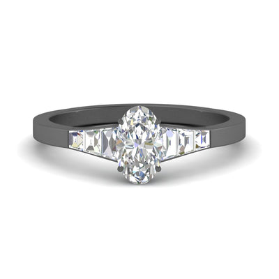 Tapered Trapezoid Oval Shaped Lab Diamond Ring