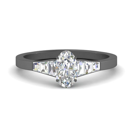 Tapered Trapezoid Oval Shaped Lab Diamond Ring