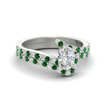 Load image into Gallery viewer, oval-shaped-diamond-wedding-ring-set-with-emerald-in-FDENS3007OVGEMGR-NL-WG
