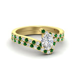 Load image into Gallery viewer, oval-shaped-diamond-wedding-ring-set-with-emerald-in-FDENS3007OVGEMGR-NL-YG
