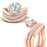 Load image into Gallery viewer, oval-shaped-dual-bands-with-wave-solitaire-ring-in-rose-gold-fdens11566ov-nl-rg-w3.jpg