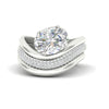 Load image into Gallery viewer, oval-shaped-dual-bands-with-wave-solitaire-ring-in-white-gold-fdens11566ov-nl-wg-w3.jpg