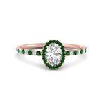 Load image into Gallery viewer, oval-shaped-emerald-halo-petite-engagement-ring-in-rose-gold-FD8523OVRGEMGRANGLE3-NL-RG
