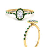 Load image into Gallery viewer, oval-shaped-emerald-halo-petite-engagement-ring-in-yellow-gold-FD8523OVRGEMGRANGLE3-NL-YG
