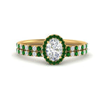 Load image into Gallery viewer, oval-shaped-emerald-halo-wedding-ring-set-in-yellow-gold-FD8523OVGEMGR-NL-YG
