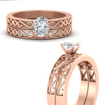 Load image into Gallery viewer, oval-shaped-filigree-single-stone-diamond-wedding-ring-set-in-rose-gold-FDENS3289OVANGLE3-NL-RG.jpg?v=1763371070
