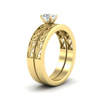 Load image into Gallery viewer, oval-shaped-filigree-single-stone-diamond-wedding-ring-set-in-yellow-gold-FDENS3289OVANGLE2-NL-YG.jpg?v=1763371069
