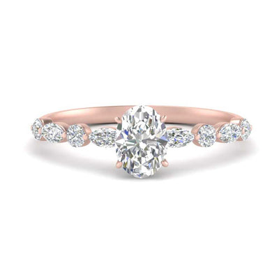 Oval Shaped Floating Marquise Accent Diamond Ring