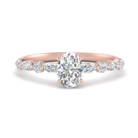 Oval Shaped Floating Marquise Accent Diamond Ring