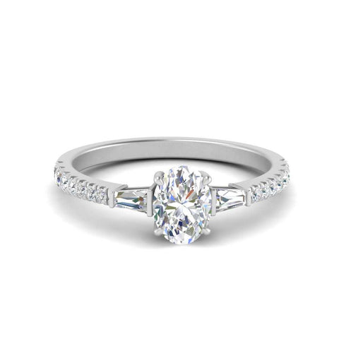 Delicate Antique Pave Oval Engagement Ring