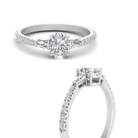Delicate Antique Pave Oval Engagement Ring