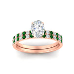 Load image into Gallery viewer, oval-shaped-french-pave-emerald-wedding-ring-set-in-rose-gold-FD11408OVGEMGRANGLE5-NL-RG_c694f7b9-6a2b-44d5-9ec7-d1b25f0435bc?v=1763104442

