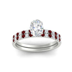 Load image into Gallery viewer, oval-shaped-french-pave-ruby-wedding-ring-set-in-white-gold-FD11408OVGRUDRANGLE5-NL-WG?v=1763104286