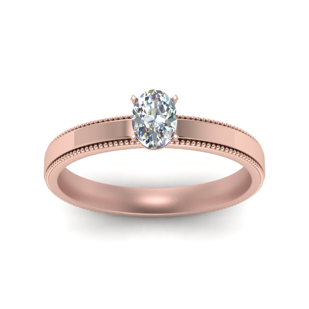 Single Stone Oval Cut Milgrain Engagement Ring