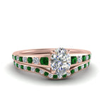 Load image into Gallery viewer, oval-shaped-graduated-channel-diamond-wedding-set-with-emerald-in-FD122866OVGEMGR-NL-RG
