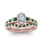 Load image into Gallery viewer, oval-shaped-graduated-channel-diamond-wedding-set-with-emerald-in-FD122866OVGEMGR-NL-RG

