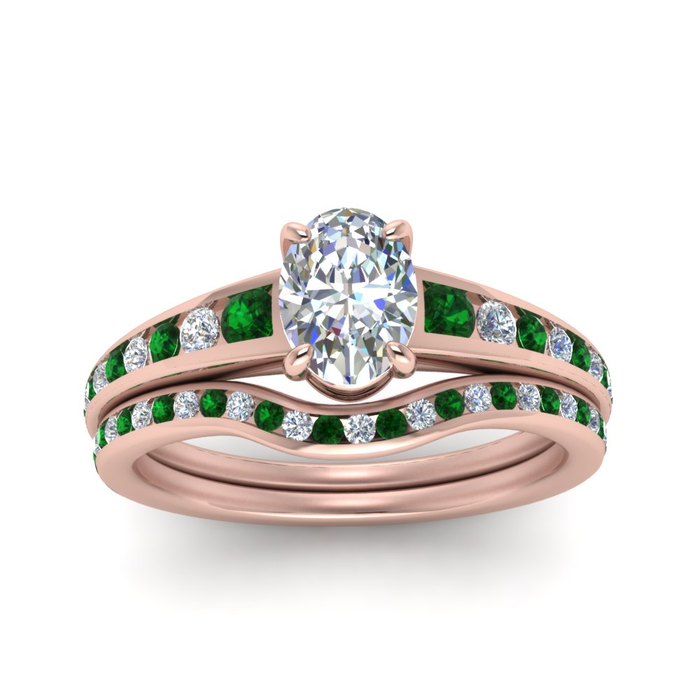 oval-shaped-graduated-channel-diamond-wedding-set-with-emerald-in-FD122866OVGEMGR-NL-RG