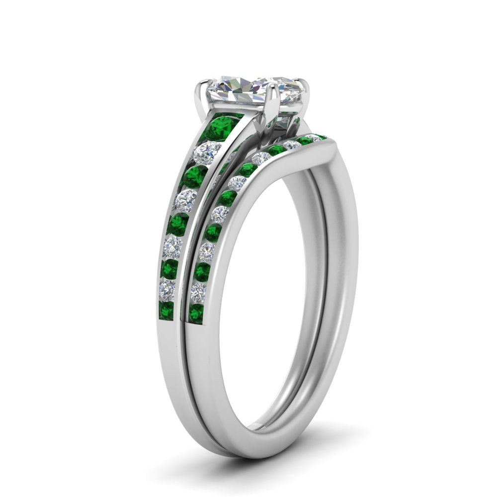 oval-shaped-graduated-channel-diamond-wedding-set-with-emerald-in-FD122866OVGEMGR-NL-WG