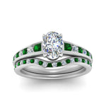 Load image into Gallery viewer, oval-shaped-graduated-channel-diamond-wedding-set-with-emerald-in-FD122866OVGEMGR-NL-WG
