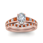 Load image into Gallery viewer, oval-shaped-graduated-channel-diamond-wedding-set-with-orange-sapphire-in-FD122866OVGSAOR-NL-RG
