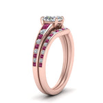 Load image into Gallery viewer, oval-shaped-graduated-channel-diamond-wedding-set-with-pink-sapphire-in-FD122866OVGSADRPI-NL-RG
