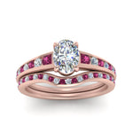 Load image into Gallery viewer, oval-shaped-graduated-channel-diamond-wedding-set-with-pink-sapphire-in-FD122866OVGSADRPI-NL-RG
