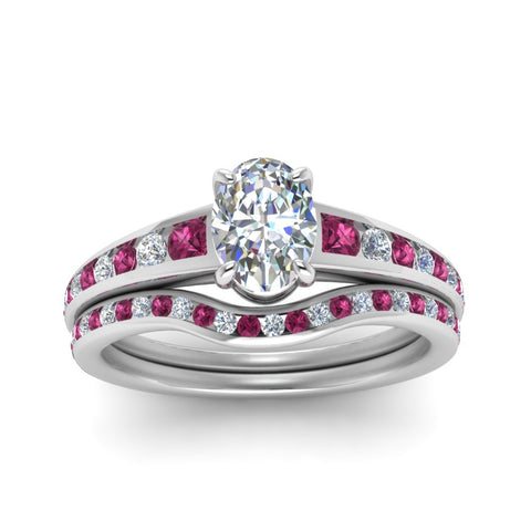 oval-shaped-graduated-channel-diamond-wedding-set-with-pink-sapphire-in-FD122866OVGSADRPI-NL-WG