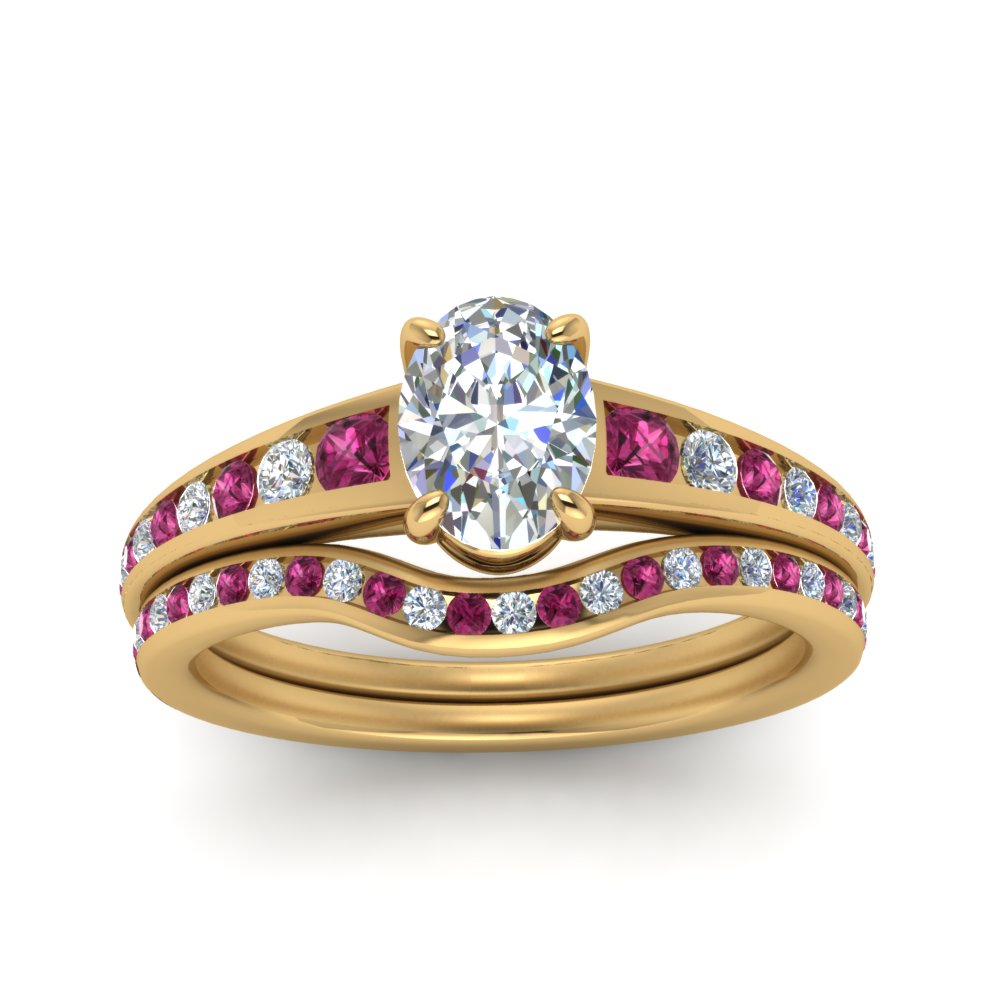 oval-shaped-graduated-channel-diamond-wedding-set-with-pink-sapphire-in-FD122866OVGSADRPI-NL-YG