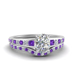 Load image into Gallery viewer, oval-shaped-graduated-channel-diamond-wedding-set-with-purple-topaz-in-FD122866OVGVITO-NL-WG
