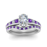 Load image into Gallery viewer, oval-shaped-graduated-channel-diamond-wedding-set-with-purple-topaz-in-FD122866OVGVITO-NL-WG

