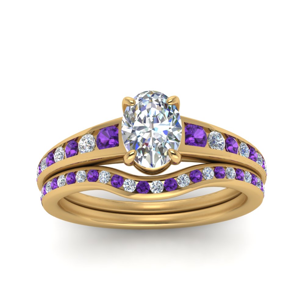 oval-shaped-graduated-channel-diamond-wedding-set-with-purple-topaz-in-FD122866OVGVITO-NL-YG