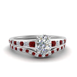 Load image into Gallery viewer, oval-shaped-graduated-channel-diamond-wedding-set-with-ruby-in-FD122866OVGRUDR-NL-WG
